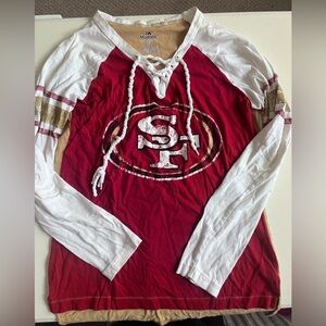 Majestic Red and White San Francisco 49ers Lace-Up Shirt